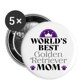 Golden Retriever - Buttons groß 56 mm (5er Pack) - Weiß - Vorne