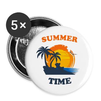 Sommerinspirierte Palmen mit Sonnenuntergang - Buttons groß 56 mm (5er Pack) - Weiß - Vorne