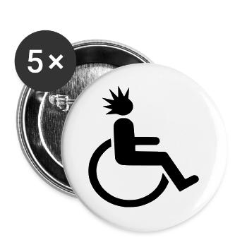 Wheelchair user with punk haircut # - Buttons large 2.2''/56 mm (5-pack) - white - Front
