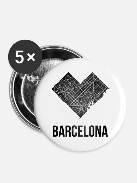Barcelona - Buttons groß 56 mm (5er Pack) - Weiß