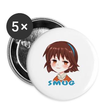 Smug Face Cute Anime Girl Geschenk für Otaku Fan - Buttons groß 56 mm (5er Pack) - Weiß - Vorne