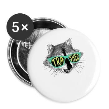 Verwüsteter Waschbär - Buttons groß 56 mm (5er Pack) - Weiß - Vorne