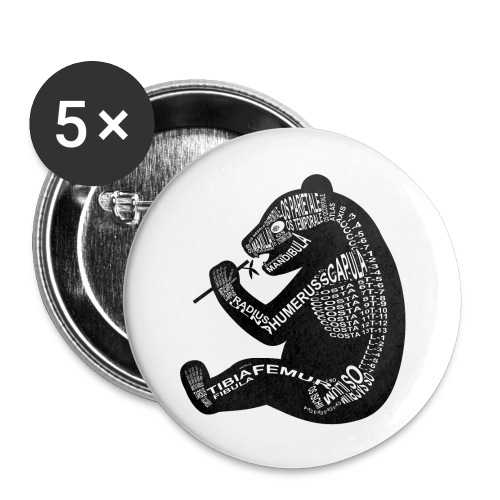 Squelette de panda - Lot de 5 grands badges (56 mm)