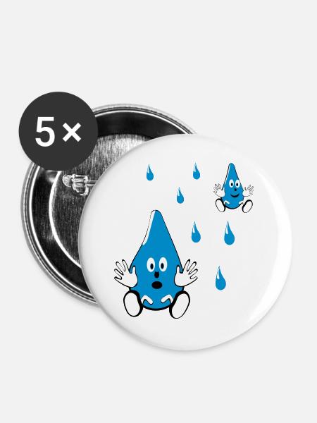 Little Water Drop Friends - Buttons large 2.2''/56 mm (5-pack) - white
