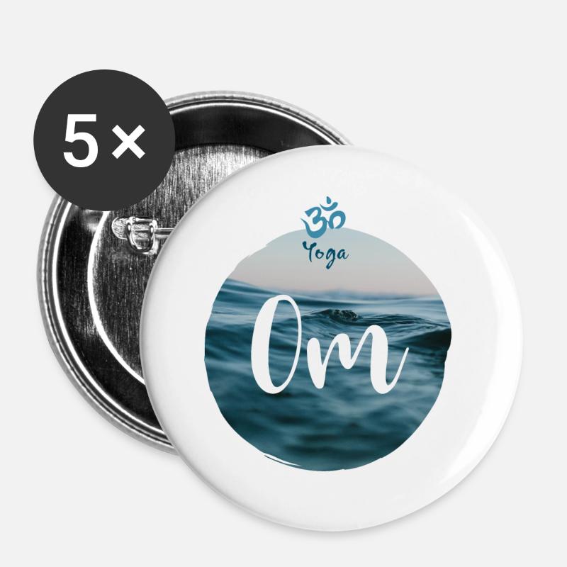 Yoga om - Buttons large 2.2''/56 mm (5-pack) - white