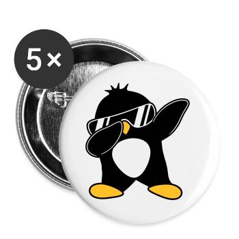 Pingouin dabbing - Lot de 5 grands badges (56 mm) - blanc - Devant