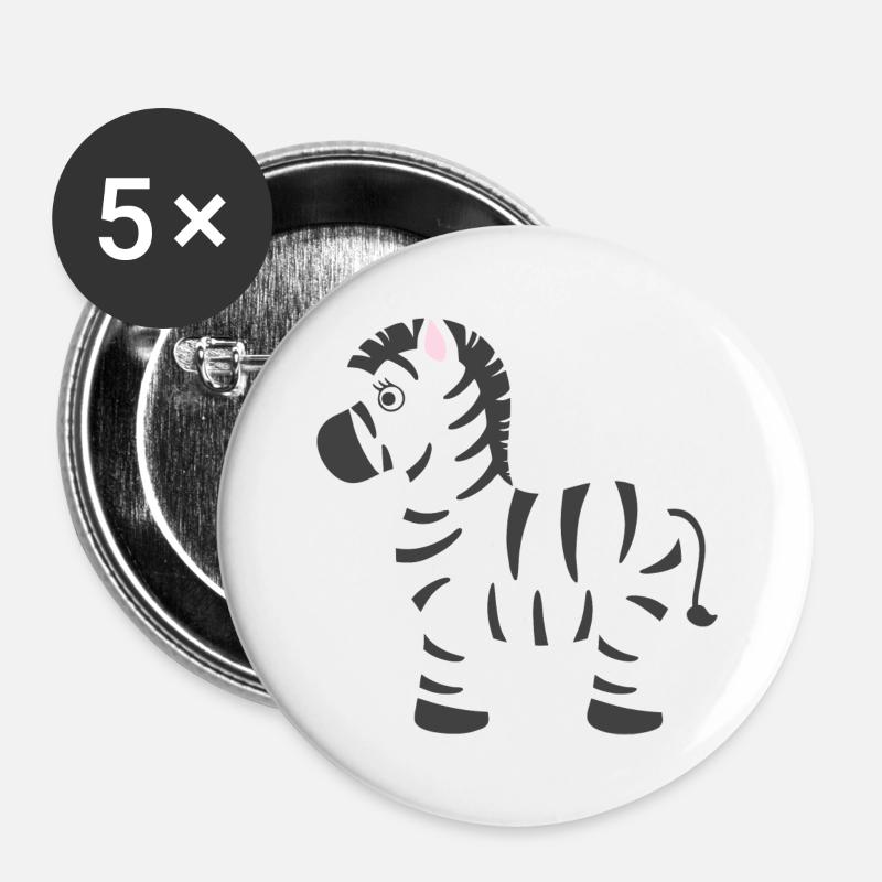 Zebra - Buttons groß 56 mm (5er Pack) - Weiß