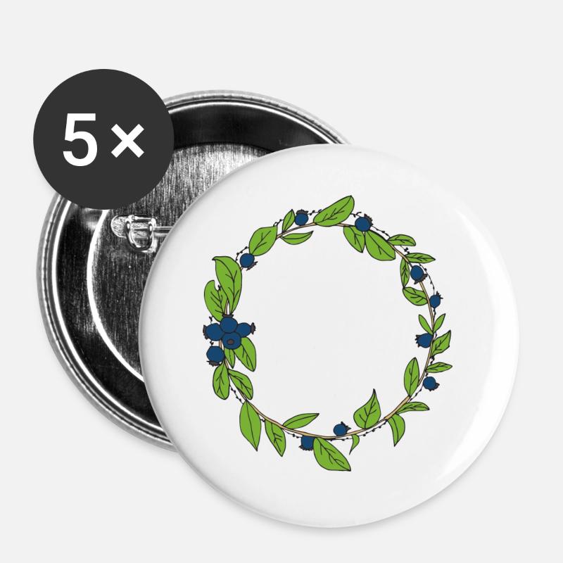 heidelbeer Kranz - Buttons groß 56 mm (5er Pack) - Weiß