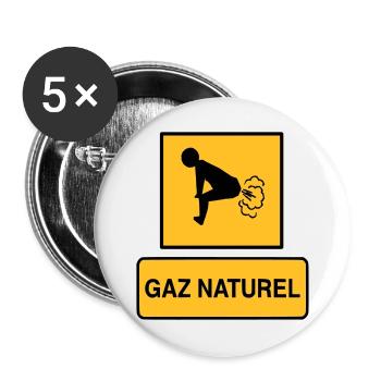 Gaz naturel - Lot de 5 grands badges (56 mm) - blanc - Devant