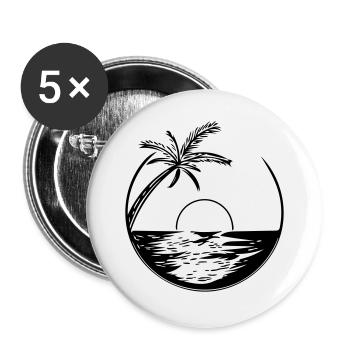 Sunset with palm tree - Vector Style - Buttons large 2.2''/56 mm (5-pack) - white - Front