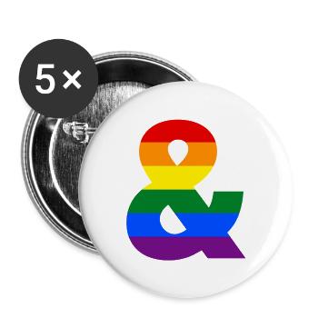 Pride Rainbow Ampersand - Buttons large 2.2''/56 mm (5-pack) - white - Front