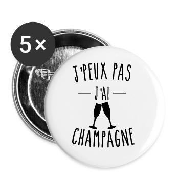 j'peux pas j'ai - humour - Lot de 5 grands badges (56 mm) - blanc - Devant