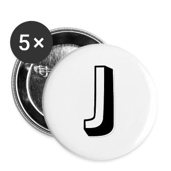 Lettre J - Alphabet J - Lot de 5 grands badges (56 mm) - blanc - Devant