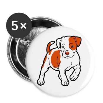 Orangener Hund Cartoon Muster - Buttons groß 56 mm (5er Pack) - Weiß - Vorne