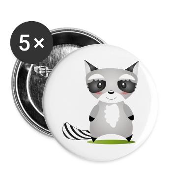cute raccoon in comic style to love - Buttons large 2.2''/56 mm (5-pack) - white - Front