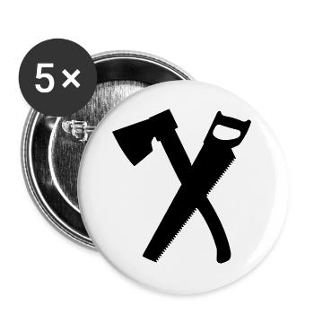 Axe and saw for keep chopper, carpenter - Buttons large 2.2''/56 mm (5-pack) - white - Front