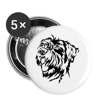 Tête de schnauzer géant - Lot de 5 grands badges (56 mm) - blanc - Devant