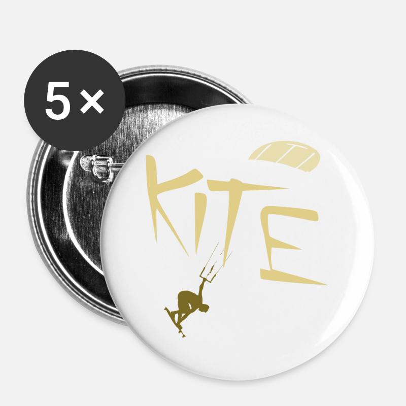 Kite Surfing - Buttons large 2.2''/56 mm (5-pack) - white