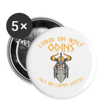 Wolf Odins lamm gottes Geschenk Dänemark Nord - Buttons groß 56 mm (5er Pack) - Weiß - Vorne