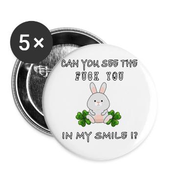 fuck you in my smile statement trend meme funny - Buttons large 2.2''/56 mm (5-pack) - white - Front
