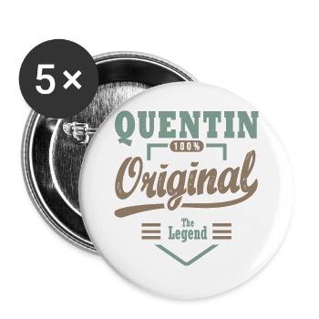 QUENTIN cadeau personnalisé prénom Quentin - Lot de 5 grands badges (56 mm) - blanc - Devant