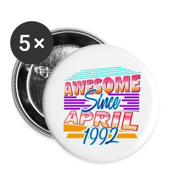 Avril 1992 - Lot de 5 grands badges (56 mm) - blanc - Devant