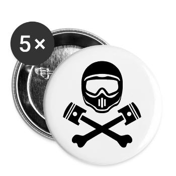 Sports motorcycle helmet with cooking engine pistons - Buttons large 2.2''/56 mm (5-pack) - white - Front