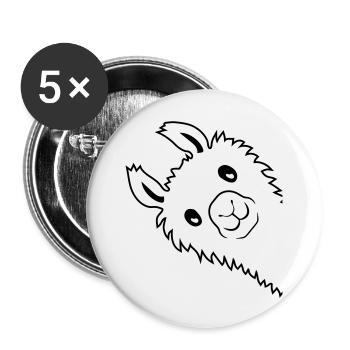 Lama regarde latéral - Lot de 5 grands badges (56 mm) - blanc - Devant
