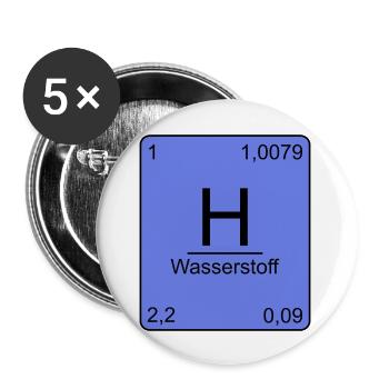 Hydrogen, Periodic Table, Chemistry, Physics - Buttons large 2.2''/56 mm (5-pack) - white - Front