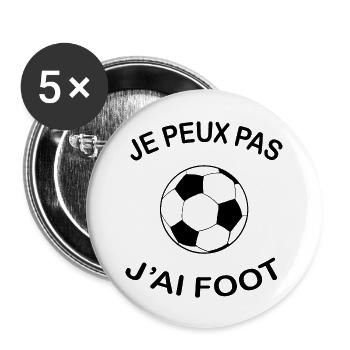 Je Peux Pas J'ai Foot - Lot de 5 grands badges (56 mm) - blanc - Devant