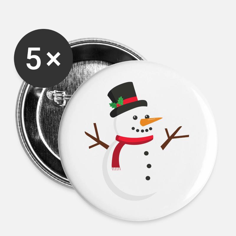 Snowman - Buttons large 2.2''/56 mm (5-pack) - white