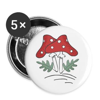 Champignons - Lot de 5 grands badges (56 mm) - blanc - Devant