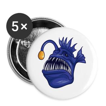 Gruseliger Anglerfisch - Buttons groß 56 mm (5er Pack) - Weiß - Vorne