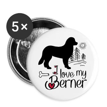 Bernersennehund - Buttons large 2.2''/56 mm (5-pack) - white - Front
