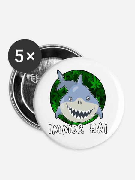 high immer hai cbd thc - Buttons groß 56 mm (5er Pack) - Weiß