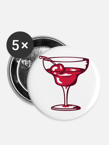 Drink Longdrink Alkohol - Buttons groß 56 mm (5er Pack) - Weiß
