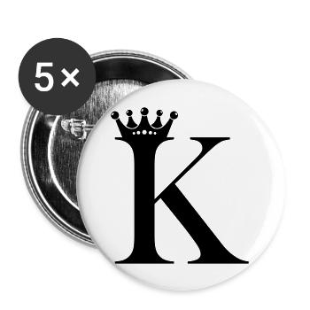 letter K crown - Buttons large 2.2''/56 mm (5-pack) - white - Front