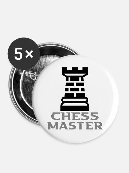 Schach - Buttons groß 56 mm (5er Pack) - Weiß