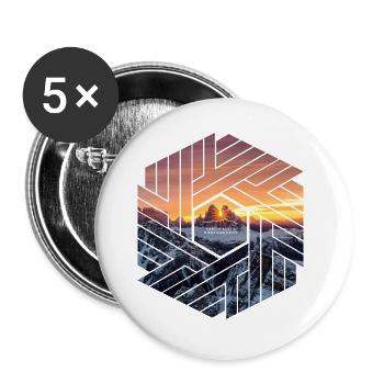 Trois pentes Dolomites paysages de montagne - Lot de 5 grands badges (56 mm) - blanc - Devant