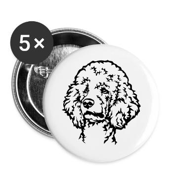 Poodle Head - Buttons large 2.2''/56 mm (5-pack) - white - Front