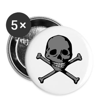 Skull (white teeth) - Buttons large 2.2''/56 mm (5-pack) - white - Front