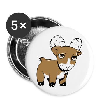 Ziege freundlich lieb - Buttons groß 56 mm (5er Pack) - Weiß - Vorne