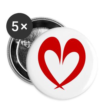 CŒUR. CŒURS. SAINT VALENTIN. HEART. BISOU. SMACK. - Lot de 5 grands badges (56 mm) - blanc - Devant