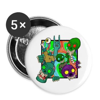 Trippy Goa Psychedelisch Rave Trip Pilze - Buttons groß 56 mm (5er Pack) - Weiß - Vorne