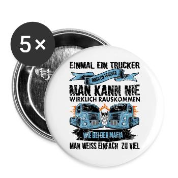 Trucker, LKW Fahrer - Buttons groß 56 mm (5er Pack) - Weiß - Vorne