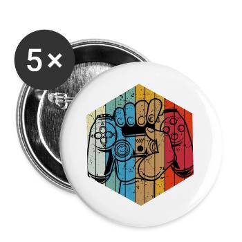 Spiel Controller Vintage Gamer gamer gamer - Buttons groß 56 mm (5er Pack) - Weiß - Vorne
