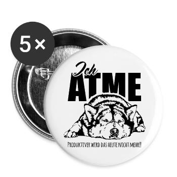ALASKAN MALAMUTE ich atme Hunde Spruch Wilsigns - Buttons groß 56 mm (5er Pack) - Weiß - Vorne