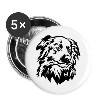 Border Collie Kopf - Lot de 5 grands badges (56 mm) - blanc - Devant