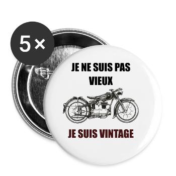 Je ne suis pas vieux je suis vintage - Lot de 5 grands badges (56 mm) - blanc - Devant