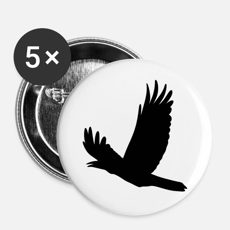 Flying Raven - Buttons large 2.2''/56 mm (5-pack) - white